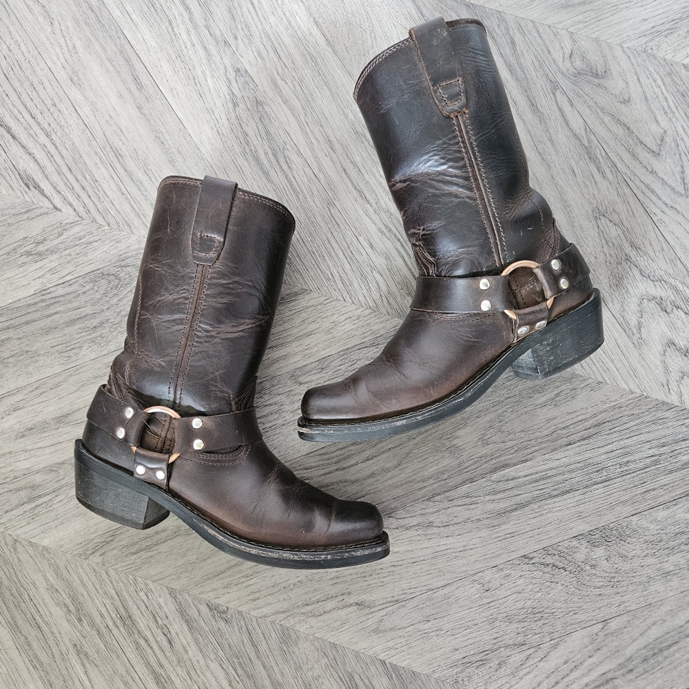 Durango Harness Boots Size 8 Womens Crossroads Brown Leather Square Toe